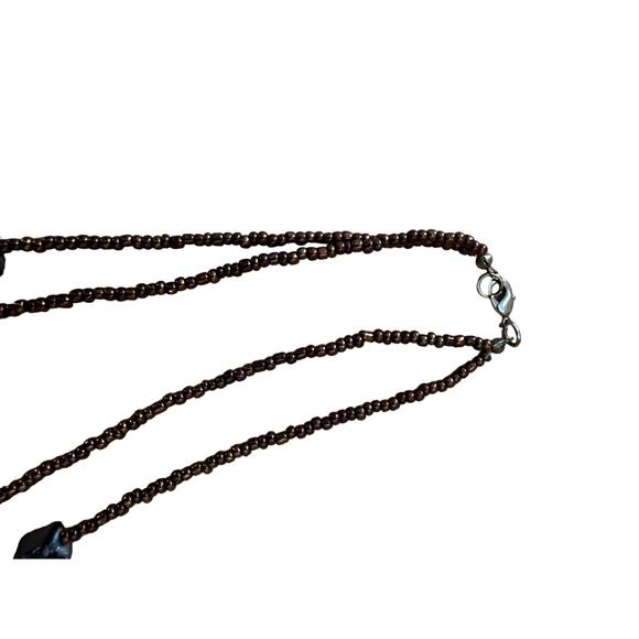 Brown Shell and Seed Bead Multi Strand Necklace - Picture 4 of 5